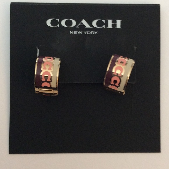 Coach Signature C Huggie Earrings NWT - Picture 3 of 6